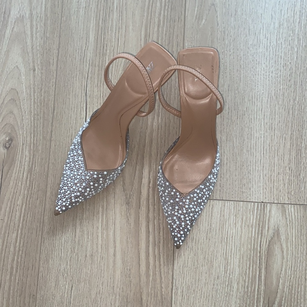 Zara Silver Embellishment Heels